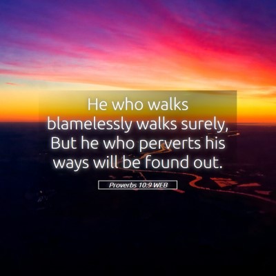 Picture 05 - Proverbs 10:9 WEB - He who walks blamelessly walks surely, But he who - Bible Verse Picture