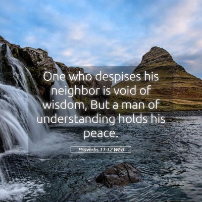 Picture 05 - Proverbs 11:12 WEB - One who despises his neighbor is void of wisdom, - Bible Verse Picture
