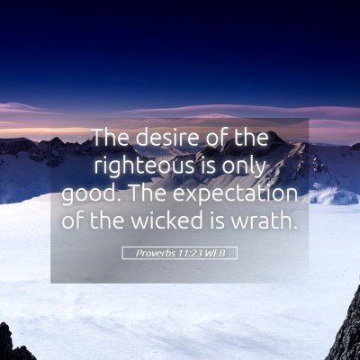 Picture 05 - Proverbs 11:23 WEB - The desire of the righteous is only good. The - Bible Verse Picture