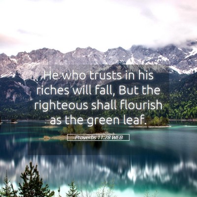 Picture 05 - Proverbs 11:28 WEB - He who trusts in his riches will fall, But the - Bible Verse Picture