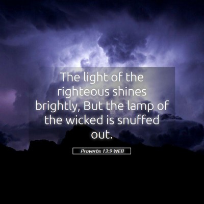 Picture 05 - Proverbs 13:9 WEB - The light of the righteous shines brightly, But - Bible Verse Picture