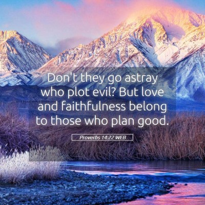 Picture 05 - Proverbs 14:22 WEB - Don't they go astray who plot evil? But love and - Bible Verse Picture