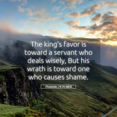 Picture 05 - Proverbs 14:35 WEB - The king's favor is toward a servant who deals - Bible Verse Picture