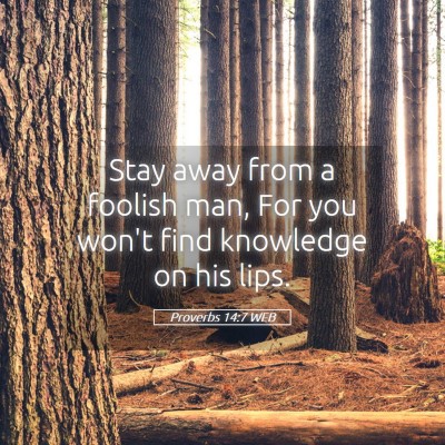 Picture 05 - Proverbs 14:7 WEB - Stay away from a foolish man, For you won't find - Bible Verse Picture