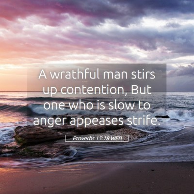 Picture 05 - Proverbs 15:18 WEB - A wrathful man stirs up contention, But one who - Bible Verse Picture