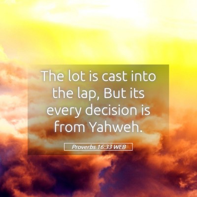 Picture 05 - Proverbs 16:33 WEB - The lot is cast into the lap, But its every - Bible Verse Picture
