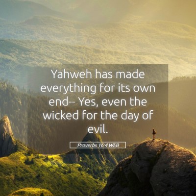 Picture 05 - Proverbs 16:4 WEB - Yahweh has made everything for its own end-- Yes, - Bible Verse Picture