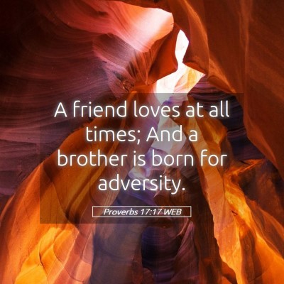 Picture 05 - Proverbs 17:17 WEB - A friend loves at all times; And a brother is - Bible Verse Picture
