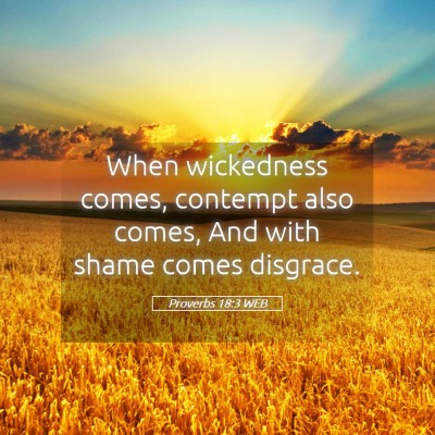 Picture 05 - Proverbs 18:3 WEB - When wickedness comes, contempt also comes, And - Bible Verse Picture