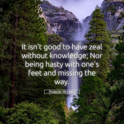 Picture 05 - Proverbs 19:2 WEB - It isn't good to have zeal without knowledge; Nor - Bible Verse Picture