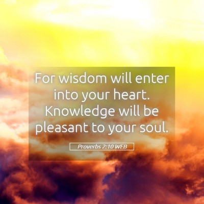 Picture 05 - Proverbs 2:10 WEB - For wisdom will enter into your heart. Knowledge - Bible Verse Picture