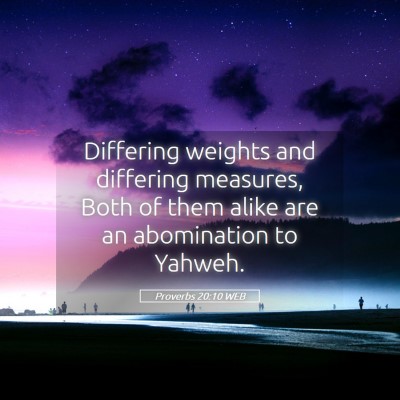 Picture 05 - Proverbs 20:10 WEB - Differing weights and differing measures, Both of - Bible Verse Picture
