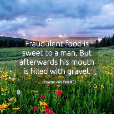 Picture 05 - Proverbs 20:17 WEB - Fraudulent food is sweet to a man, But afterwards - Bible Verse Picture