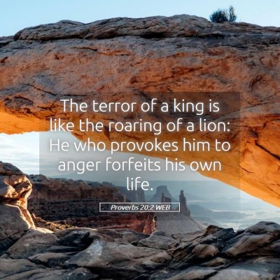 Picture 05 - Proverbs 20:2 WEB - The terror of a king is like the roaring of a - Bible Verse Picture
