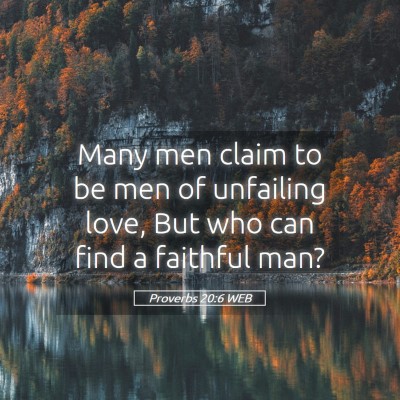 Picture 05 - Proverbs 20:6 WEB - Many men claim to be men of unfailing love, But - Bible Verse Picture