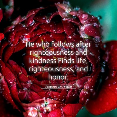 Picture 05 - Proverbs 21:21 WEB - He who follows after righteousness and kindness - Bible Verse Picture