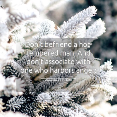 Picture 05 - Proverbs 22:24 WEB - Don't befriend a hot-tempered man, And don't - Bible Verse Picture