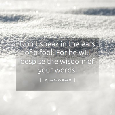 Picture 05 - Proverbs 23:9 WEB - Don't speak in the ears of a fool, For he will - Bible Verse Picture