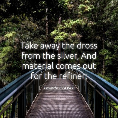 Picture 05 - Proverbs 25:4 WEB - Take away the dross from the silver, And material - Bible Verse Picture