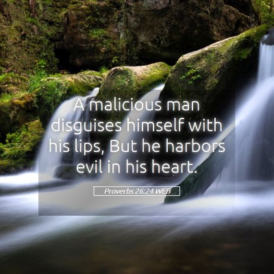 Picture 05 - Proverbs 26:24 WEB - A malicious man disguises himself with his lips, - Bible Verse Picture