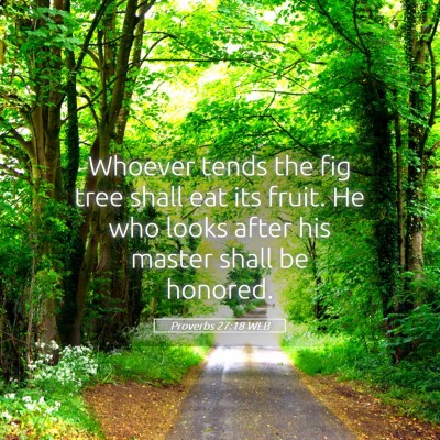 Picture 05 - Proverbs 27:18 WEB - Whoever tends the fig tree shall eat its fruit. - Bible Verse Picture