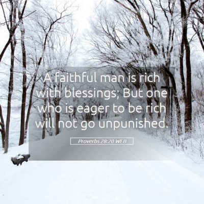Picture 05 - Proverbs 28:20 WEB - A faithful man is rich with blessings; But one - Bible Verse Picture