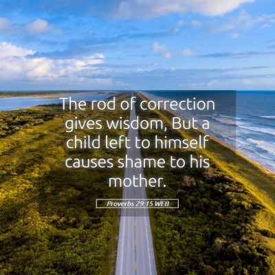 Picture 05 - Proverbs 29:15 WEB - The rod of correction gives wisdom, But a child - Bible Verse Picture