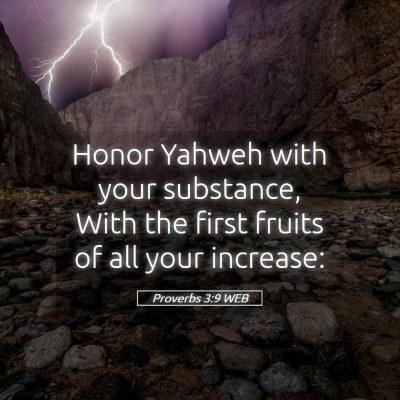 Picture 05 - Proverbs 3:9 WEB - Honor Yahweh with your substance, With the first - Bible Verse Picture
