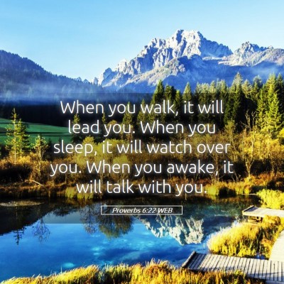 Picture 05 - Proverbs 6:22 WEB - When you walk, it will lead you. When you sleep, - Bible Verse Picture