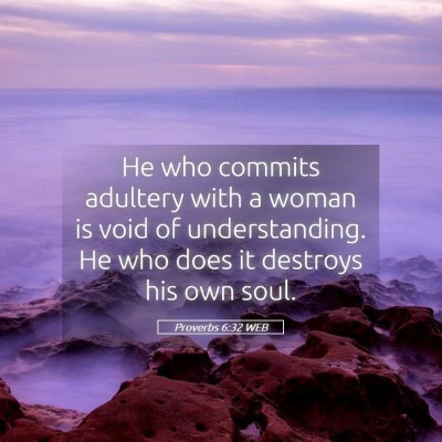 Picture 05 - Proverbs 6:32 WEB - He who commits adultery with a woman is void of - Bible Verse Picture