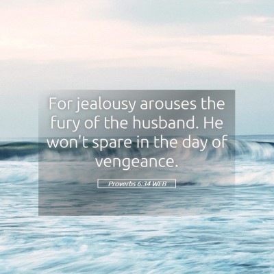 Picture 05 - Proverbs 6:34 WEB - For jealousy arouses the fury of the husband. He - Bible Verse Picture
