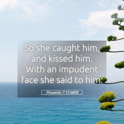Picture 05 - Proverbs 7:13 WEB - So she caught him, and kissed him. With an - Bible Verse Picture