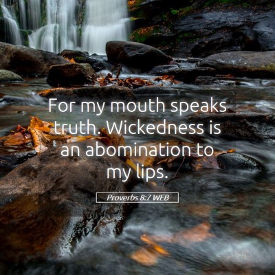 Picture 05 - Proverbs 8:7 WEB - For my mouth speaks truth. Wickedness is an - Bible Verse Picture