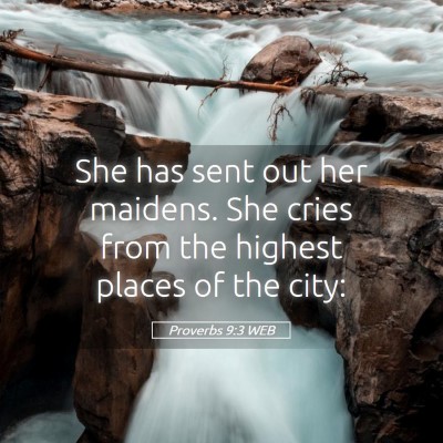 Picture 05 - Proverbs 9:3 WEB - She has sent out her maidens. She cries from the - Bible Verse Picture
