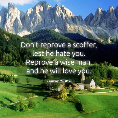 Picture 05 - Proverbs 9:8 WEB - Don't reprove a scoffer, lest he hate you. - Bible Verse Picture
