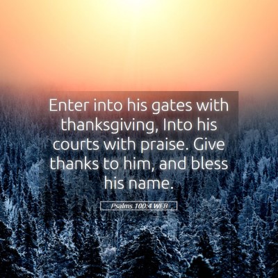 Picture 05 - Psalms 100:4 WEB - Enter into his gates with thanksgiving, Into his - Bible Verse Picture