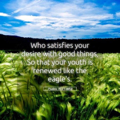 Picture 05 - Psalms 103:5 WEB - Who satisfies your desire with good things, So - Bible Verse Picture