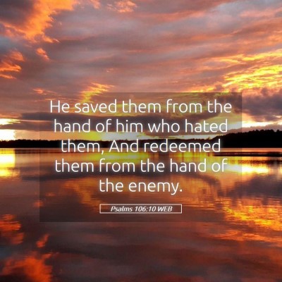Picture 05 - Psalms 106:10 WEB - He saved them from the hand of him who hated - Bible Verse Picture