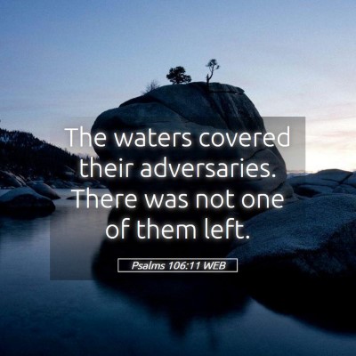 Picture 05 - Psalms 106:11 WEB - The waters covered their adversaries. There was - Bible Verse Picture