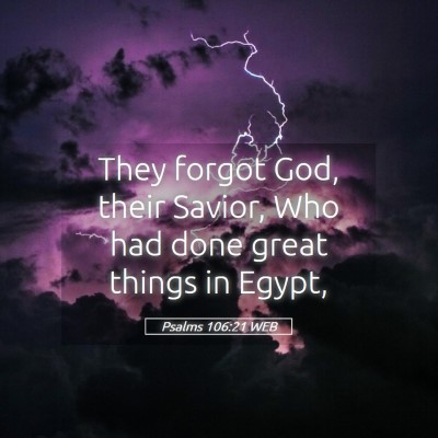 Picture 05 - Psalms 106:21 WEB - They forgot God, their Savior, Who had done great - Bible Verse Picture