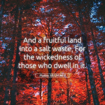 Picture 05 - Psalms 107:34 WEB - And a fruitful land into a salt waste, For the - Bible Verse Picture