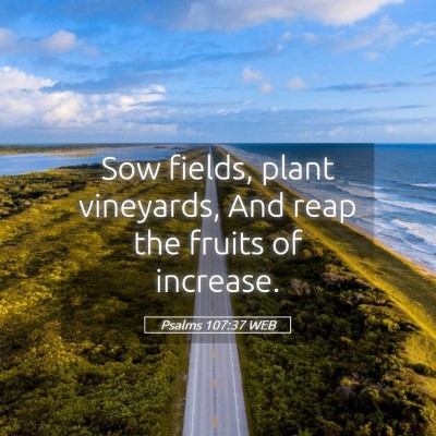 Picture 05 - Psalms 107:37 WEB - Sow fields, plant vineyards, And reap the fruits - Bible Verse Picture