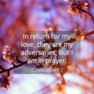 Picture 05 - Psalms 109:4 WEB - In return for my love, they are my adversaries; - Bible Verse Picture