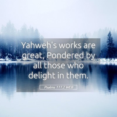 Picture 05 - Psalms 111:2 WEB - Yahweh's works are great, Pondered by all those - Bible Verse Picture