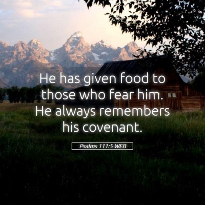 Picture 05 - Psalms 111:5 WEB - He has given food to those who fear him. He - Bible Verse Picture