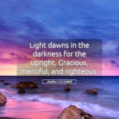 Picture 05 - Psalms 112:4 WEB - Light dawns in the darkness for the upright, - Bible Verse Picture