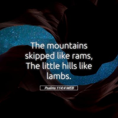 Picture 05 - Psalms 114:4 WEB - The mountains skipped like rams, The little hills - Bible Verse Picture