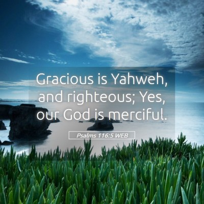 Picture 05 - Psalms 116:5 WEB - Gracious is Yahweh, and righteous; Yes, our God - Bible Verse Picture