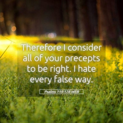 Picture 05 - Psalms 119:128 WEB - Therefore I consider all of your precepts to be - Bible Verse Picture