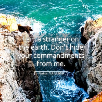 Picture 05 - Psalms 119:19 WEB - I am a stranger on the earth. Don't hide your - Bible Verse Picture